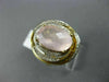 ESTATE 4.43CT DIAMOND & AAA OVAL PINK QUARTZ 14KT YELLOW GOLD 3D FLOWER FUN RING