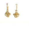 ESTATE .62CT DIAMOND 18KT YELLOW GOLD 3D CLASSIC FLOWER HUGGIE HANGING EARRINGS