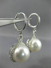 ESTATE LARGE .90CT DIAMOND & AAA SOUTH SEA PEARL 18K WHITE GOLD HANGING EARRINGS