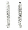 ESTATE LARGE 4.5CT DIAMOND 18K WHITE GOLD MULTI SHAPE TEAR DROP HANGING EARRINGS