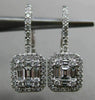 ESTATE LARGE .86CT DIAMOND 18KT WHITE GOLD 3D CLASSIC LEVERBACK HANGING EARRINGS