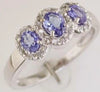 .8CT DIAMOND & AAA TANZANITE 14K WHITE GOLD OVAL & ROUND 3STONE ANNIVERSARY RING