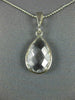 ESTATE AAA CRYSTAL 14KT WHITE GOLD 3D CLASSIC BEZEL TEAR DROP PEAR SHAPE PENDANT