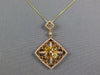 1.43CT WHITE & FANCY YELLOW DIAMOND 18KT ROSE GOLD OPEN FILIGREE SQUARE PENDANT