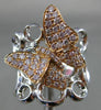 ESTATE LARGE .58CT WHITE & PINK DIAMOND 18KT WHITE & ROSE GOLD 3D BUTTERFLY RING