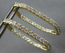 ESTATE LARGE 1.95CT DIAMOND 14KT YELLOW GOLD INSIDE OUT HEXAGON HOOP HANGING EARRINGS