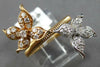 WIDE .39CT DIAMOND 18KT TRI COLOR GOLD 3D DOUBLE FLOWER BUTTERFLY FLEXIBLE RING