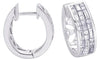 WIDE 1.4CT DIAMOND 14KT WHITE GOLD PRINCESS & BAGUETTE INVISIBLE HUGGIE EARRINGS