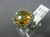 ESTATE 11.0CT DIAMOND & AAA CITRINE 18KT WHITE GOLD SOLITAIRE FILIGREE RING #857
