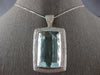 ESTATE MASSIVE 65CT DIAMOND & AAA AQUAMARINE 14KT WHITE GOLD EMERALD CUT PENDANT