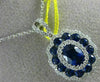 ESTATE LARGE 2.32CT DIAMOND & AAA SAPPHIRE 18K WHITE GOLD 3D OVAL FLOWER PENDANT