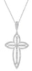 ESTATE 1.80CT DIAMOND 18KT WHITE GOLD 3D CLASSIC FLORAL CROSS FLOATING PENDANT