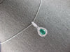 .81CT DIAMOND & AAA COLUMBIAN EMERALD 14K WHITE GOLD PEAR SHAPE FLOATING PENDANT