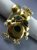 ANTIQUE AAA WHITE SAPPHIRE & EMERALD 18KT YELLOW GOLD BUNNY RABBIT PIN #12532