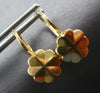 ANTIQUE 14KT YELLOW GOLD 3D FLOWER LEVERBACK HANGING EARRINGS #27265