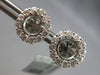 LARGE .87CT DIAMOND 18K WHITE GOLD 3D ROUND FLOWER HALO SEMI MOUNT STUD EARRINGS