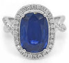 LARGE 4.60CT DIAMOND & AAA SAPPHIRE 18K WHITE GOLD CUSHION & ROUND INFINITY RING