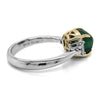 2.13CT DIAMOND & AAA CABOCHON EMERALD 18KT TWO TONE GOLD SQUARE ENGAGEMENT RING