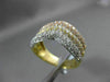 ESTATE LARGE 2.03CT ROUND DIAMOND 18KT TRI COLOR GOLD ' V ' SHAPE MULTI ROW RING