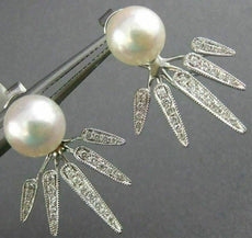 ESTATE .33CT DIAMOND & AAA SOUTH SEA PEARL 14KT WHITE GOLD SPIKE JACKET EARRINGS