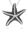 LARGE 2.25CT WHITE & BLACK DIAMOND 14KT WHITE GOLD STARFISH FUN FLOATING PENDANT