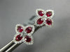ESTATE 2.19CT DIAMOND & AAA RUBY 18KT WHITE GOLD 3D FLOWER CLASSIC STUD EARRINGS