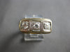 ANTIQUE LARGE .60CT OLD MINE DIAMOND 14KT 2 TONE GOLD 3 STONE UNISEX RING #28055