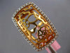 ESTATE LARGE .38CT DIAMOND 14K ROSE GOLD 3D FLOWER FILIGREE RECTANGULAR FUN RING