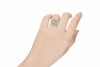 WIDE 2.96CT WHITE & FANCY YELLOW DIAMOND 18KT TWO TONE GOLD OVAL ENGAGEMENT RING