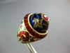 1.21CT ROSE CUT DIAMOND & AAA RUBY & ENAMEL 22KT YELLOW GOLD 3D HANDCRAFTED RING