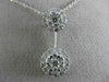 ESTATE 1.0CT ROUND DIAMOND 14K WHITE GOLD 3D FLOWER DOUBLE CLUSTER PENDANT #1939