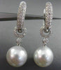 ESTATE LARGE .49CT DIAMOND 18KT WHITE GOLD SOUTH SEA PEARL PAVE ETOILE EARRINGS