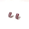 .67CT DIAMOND & AAA RUBY 18KT WHITE GOLD 3D 3 ROW HUGGIE HOOP HANGING EARRINGS