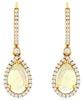 1.82CT DIAMOND & AAA OPAL 14K YELLOW GOLD 3D PEAR SHAPE & ROUND HANGING EARRINGS