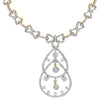 LARGE 5.65CT DIAMOND 18KT YELLOW GOLD DOUBLE TEAR DROP LOVE KNOT FLORAL NECKLACE