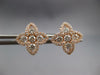 ESTATE LARGE .90CT DIAMOND 14KT ROSE GOLD 3D 4 LEAF CLOVER FLOWER STUD EARRINGS