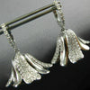 ESTATE LARGE 1.47CT DIAMONDS 18KT WHITE GOLD 3D FILIGREE FLOWER HANGING EARRINGS