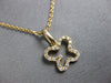 ESTATE .13CT DIAMOND 14KT YELLOW GOLD 3D CLASSIC BUTTERFLY LOVE FLOATING PENDANT