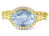 3.21CT DIAMOND & AAA AQUAMARINE 14KT YELLOW GOLD 3D OVAL & ROUND ENGAGEMENT RING
