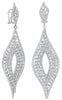 LARGE 13.70CT DIAMOND 18KT WHITE GOLD 3D DOUBLE LEAF TEAR DROP HANGING EARRINGS