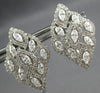 LARGE 2.24CT DIAMOND 18K WHITE GOLD MULTI LEAF FLORAL LEVERBACK HANGING EARRINGS
