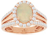 LARGE 1.92CT DIAMOND & AAA OPAL 14KT ROSE GOLD HALO OVAL & ROUND ENGAGEMENT RING