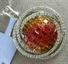 ESTATE LARGE 3.62CT DIAMOND & MULIT COLOR SAPPHIRE 18KT WHITE GOLD GLOBE PENDANT