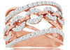 WIDE .92CT DIAMOND 14KT ROSE GOLD 3D MULTI LINK CRISS CROSS LOVE KNOT FUN RING