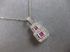 .76CT DIAMOND & AAA PINK SAPPHIRE 14KT WHITE GOLD DOUBLE SQUARE FLOATING PENDANT