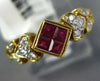 .45CT DIAMOND & AAA RUBY 18KT YELLOW GOLD PRINCESS & ROUND HEART FRIENDSHIP RING