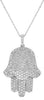 LARGE 2.21CT DIAMOND 18K WHITE GOLD MULTI ROW PAVE HAMSA CHAMSA FLOATING PENDANT
