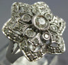 ESTATE LARGE .70CT DIAMOND 14KT WHITE GOLD CLASSIC FLOWER STAR OF DAVID FUN RING