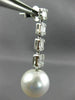 LARGE 1.58CT DIAMOND & AAA SOUTH SEA PEARL 18KT WHITE GOLD 3D HANGING EARRINGS