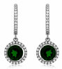 ESTATE 2.26CT DIAMOND & AAA RUSSALITE 14K WHITE GOLD ROUND HALO HANGING EARRINGS